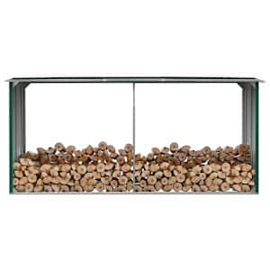 Zahradní kůlna na dříví pozinkovaná ocel 330x92x153 cm zelená - obrázek 1