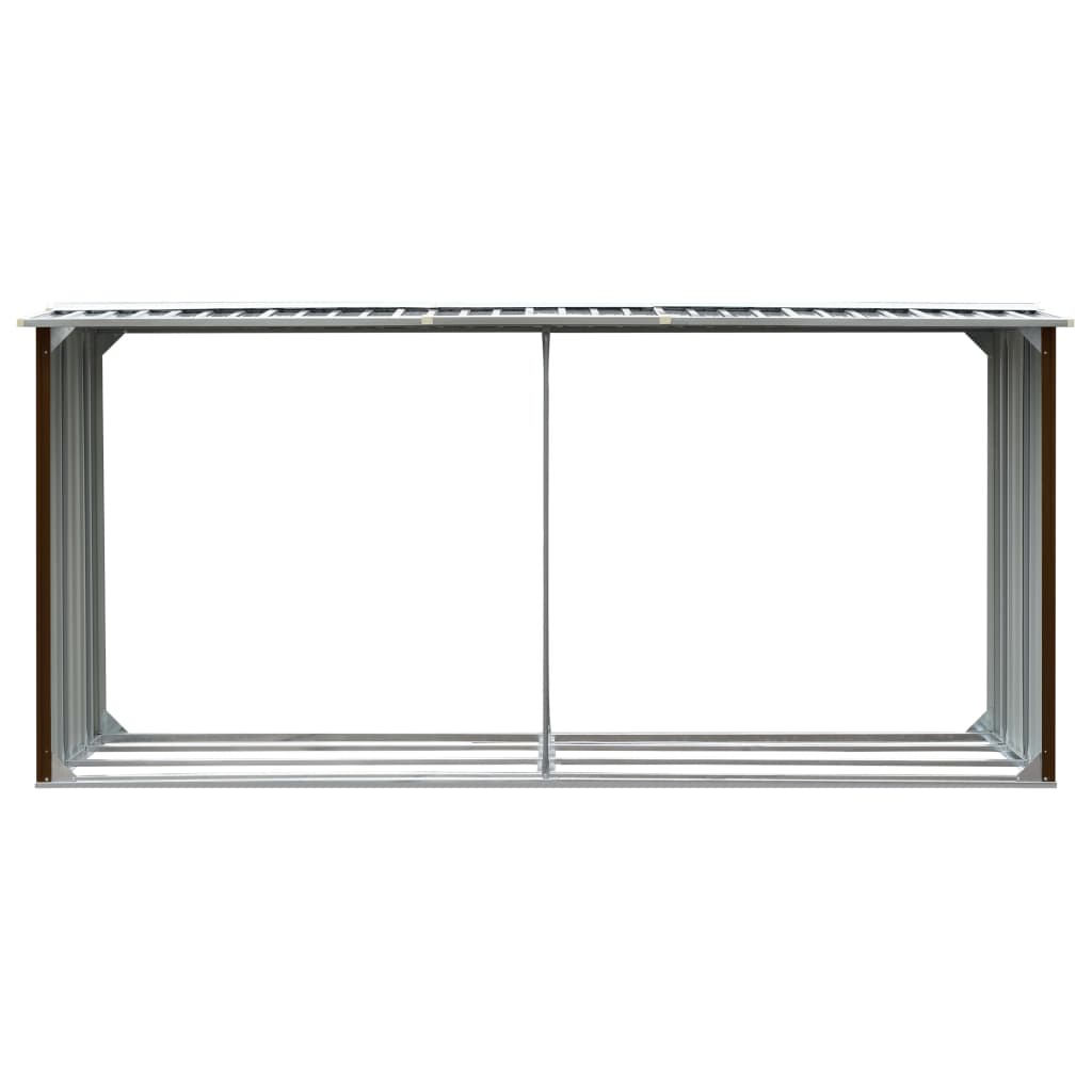 vidaXL Záhradná kôlňa na drevo hnedá 330x92x153 cm galvanizovaná oceľ