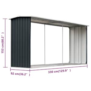 Zahradní kůlna na dříví pozinkovaná ocel 330x92x153 cm antracit - obrázek 6