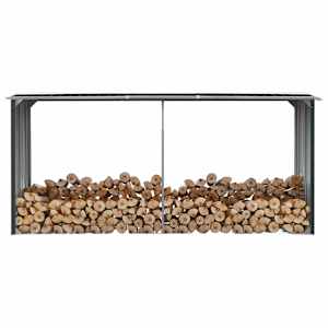 Zahradní kůlna na dříví pozinkovaná ocel 330x92x153 cm antracit - obrázek 1