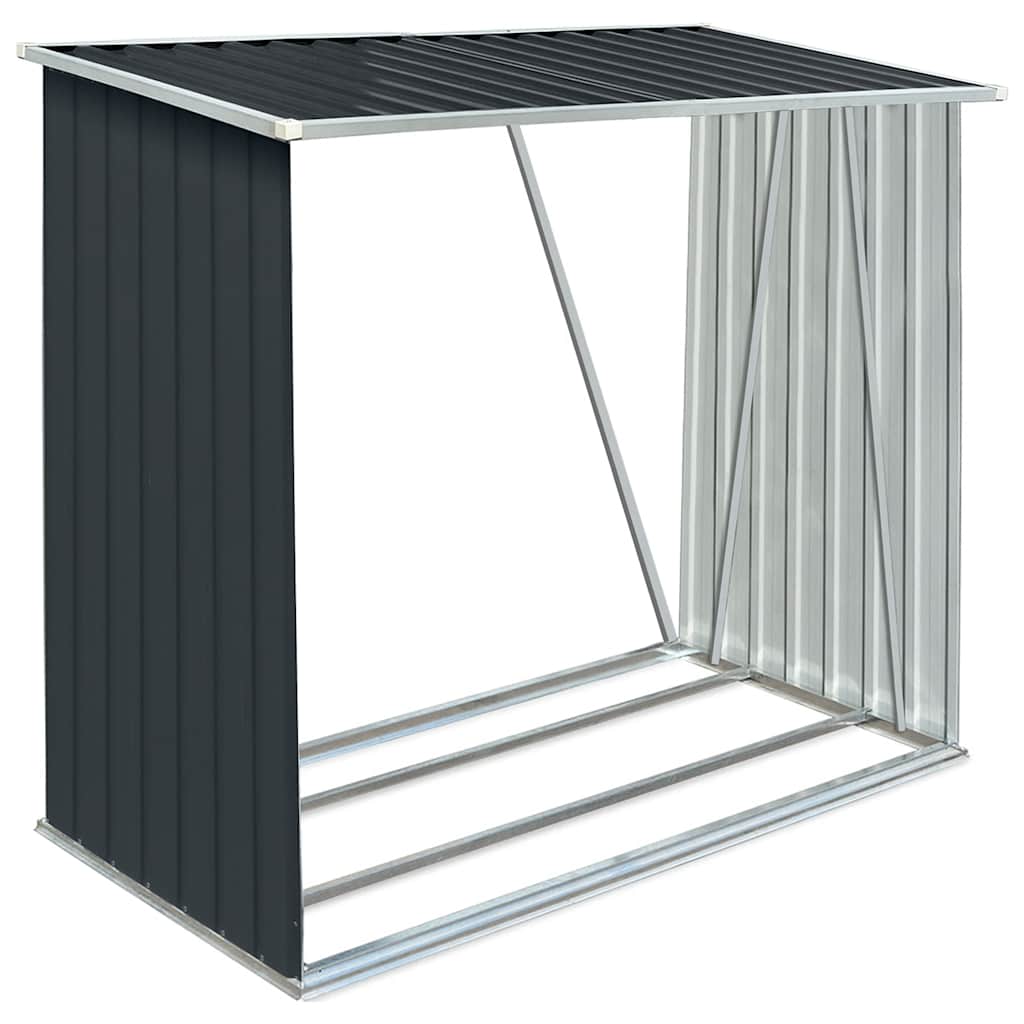 vidaXL Záhradná kôlňa na drevo antracitová 163x83x154 cm galvanizovaná oceľ