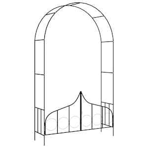 Vrtni obok z vrati črne barve 138x40x238 cm železo