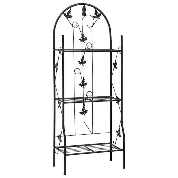 vidaXL 3-korruseline taimeriiul, must, 52 x 28 x 128 cm, raud