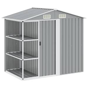 vidaXL aiakuur riiulitega hall 205 x 130 x 183 cm, raud