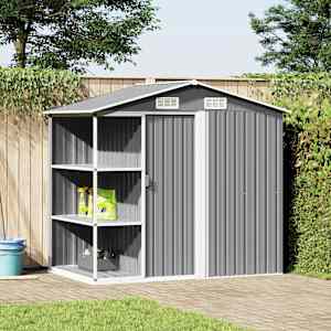 Vrtna lopa s stojalom siva 205x130x183 cm železna