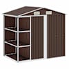 vidaXL aiakuur riiulitega pruun 205 x 130 x 183 cm, raud