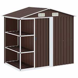 vidaXL aiakuur riiulitega pruun 205 x 130 x 183 cm, raud