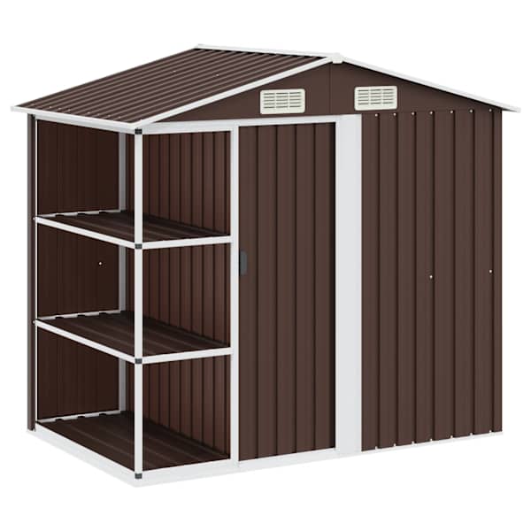 vidaXL aiakuur riiulitega pruun 205 x 130 x 183 cm, raud