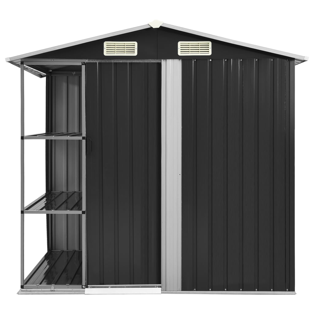vidaXL antracitszürke vas kerti fészer állvánnyal 205 x 130 x 183 cm