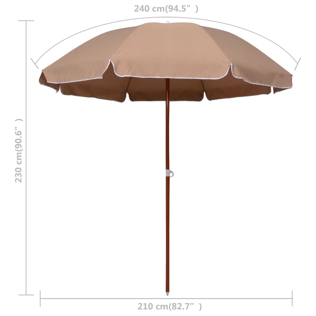 vidaXL Parasol with Steel Pole 94.5" Taupe