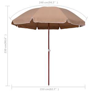 Zahradní slunečník s ocelovou tyčí 240 cm taupe - obrázek 5