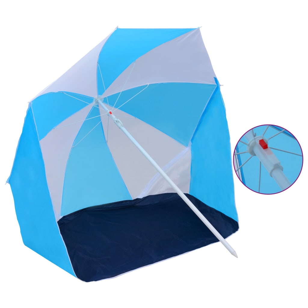 

vidaXL Beach Umbrella Shelter Blue and White 70.9" Fabric