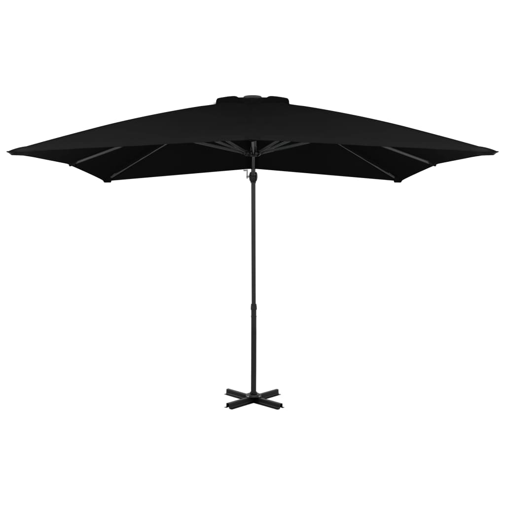 vidaXL Umbrelă suspendată cu stâlp din aluminiu, negru, 250x250 cm