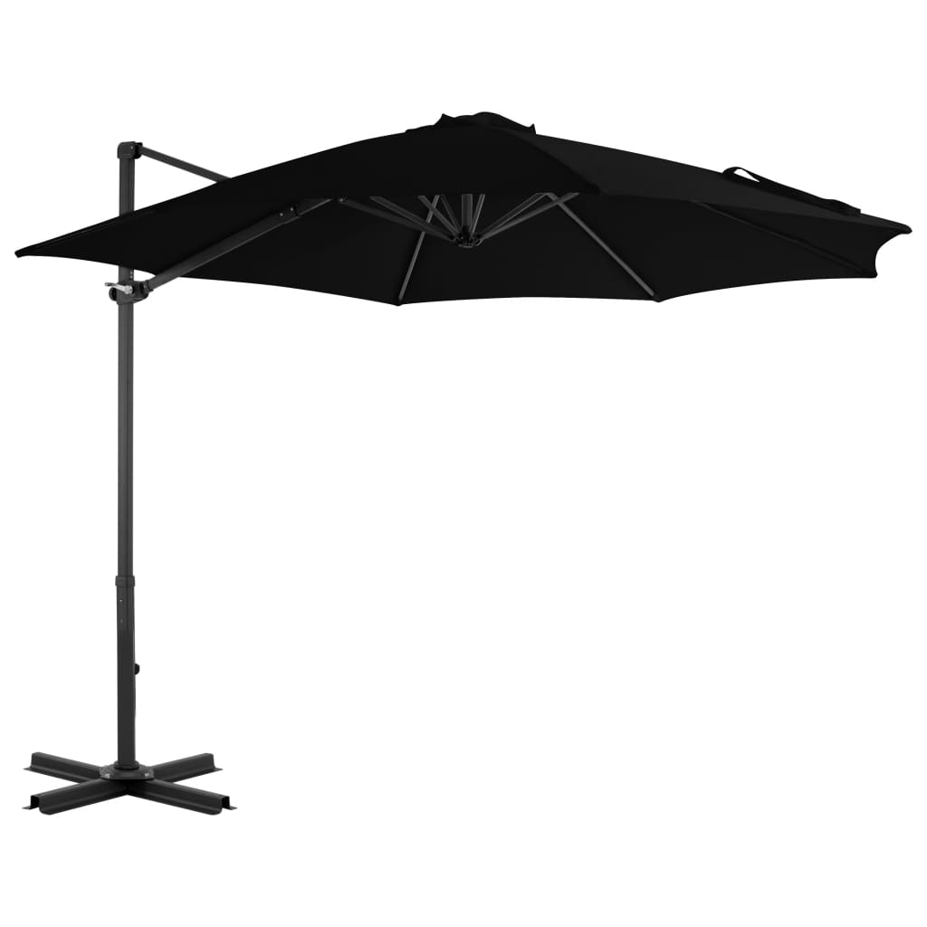 vidaXL Umbrelă în consolă de grădină, stâlp din aluminiu negru 300 cm