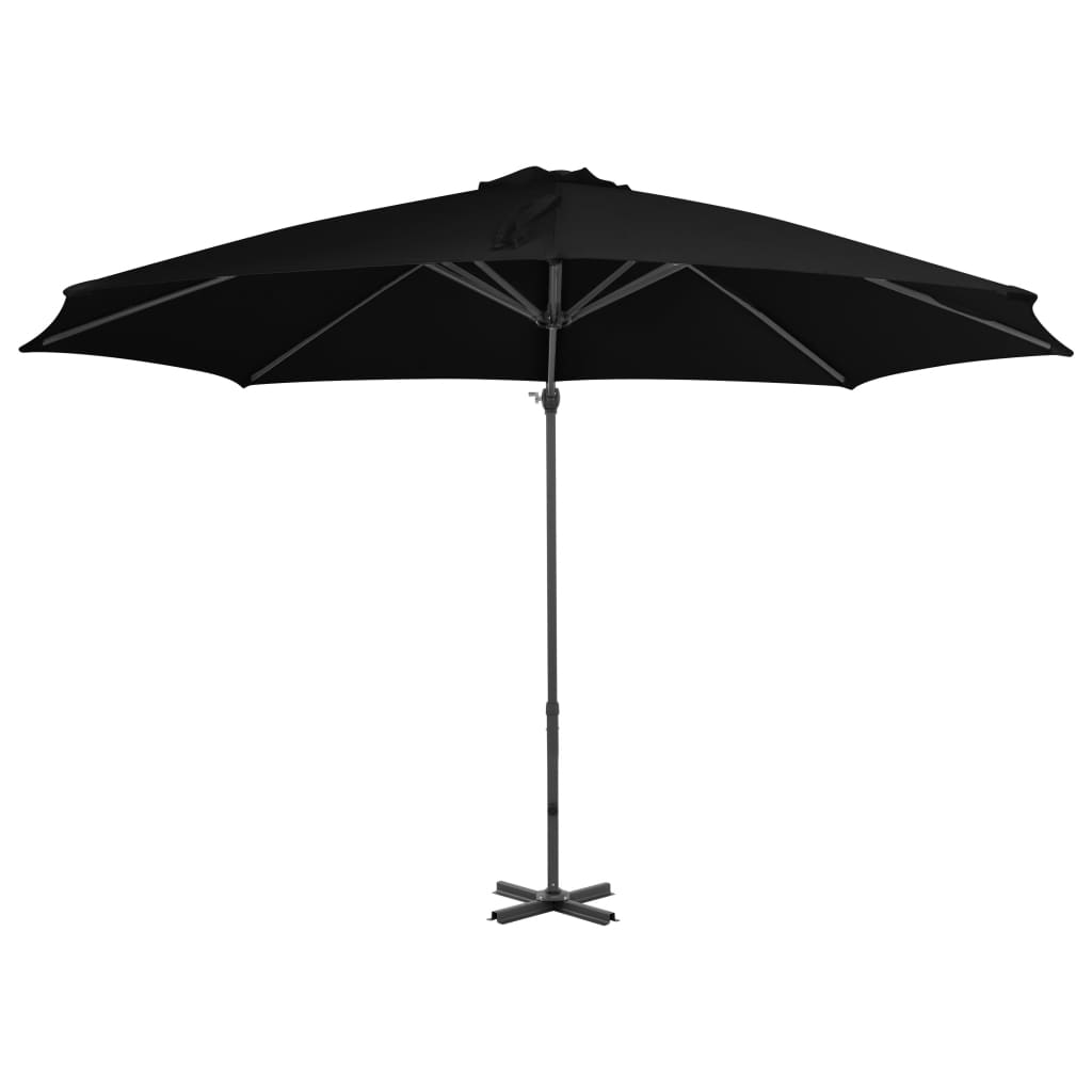 vidaXL Umbrelă suspendată cu stâlp din aluminiu, negru, 300 cm 