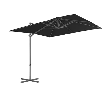vidaXL Parasol de jardin en porte-&agrave;-faux avec m&acirc;t en acier noir
