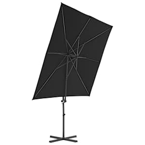 Boční zahradní slunečník s ocelovou tyčí černý 250 x 250 cm - obrázek 3