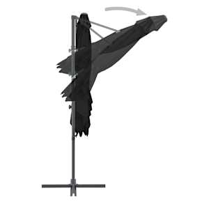 Boční zahradní slunečník s ocelovou tyčí černý 250 x 250 cm - obrázek 5