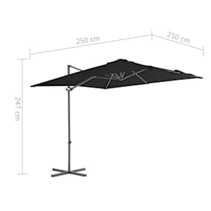 Boční zahradní slunečník s ocelovou tyčí černý 250 x 250 cm - obrázek 9