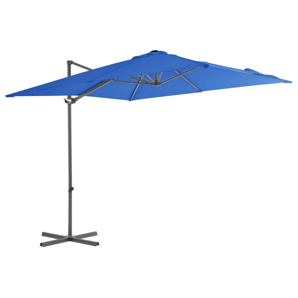 vidaXL Umbrelă în consolă, stâlp din oțel, albastru azur, 250x250 cm