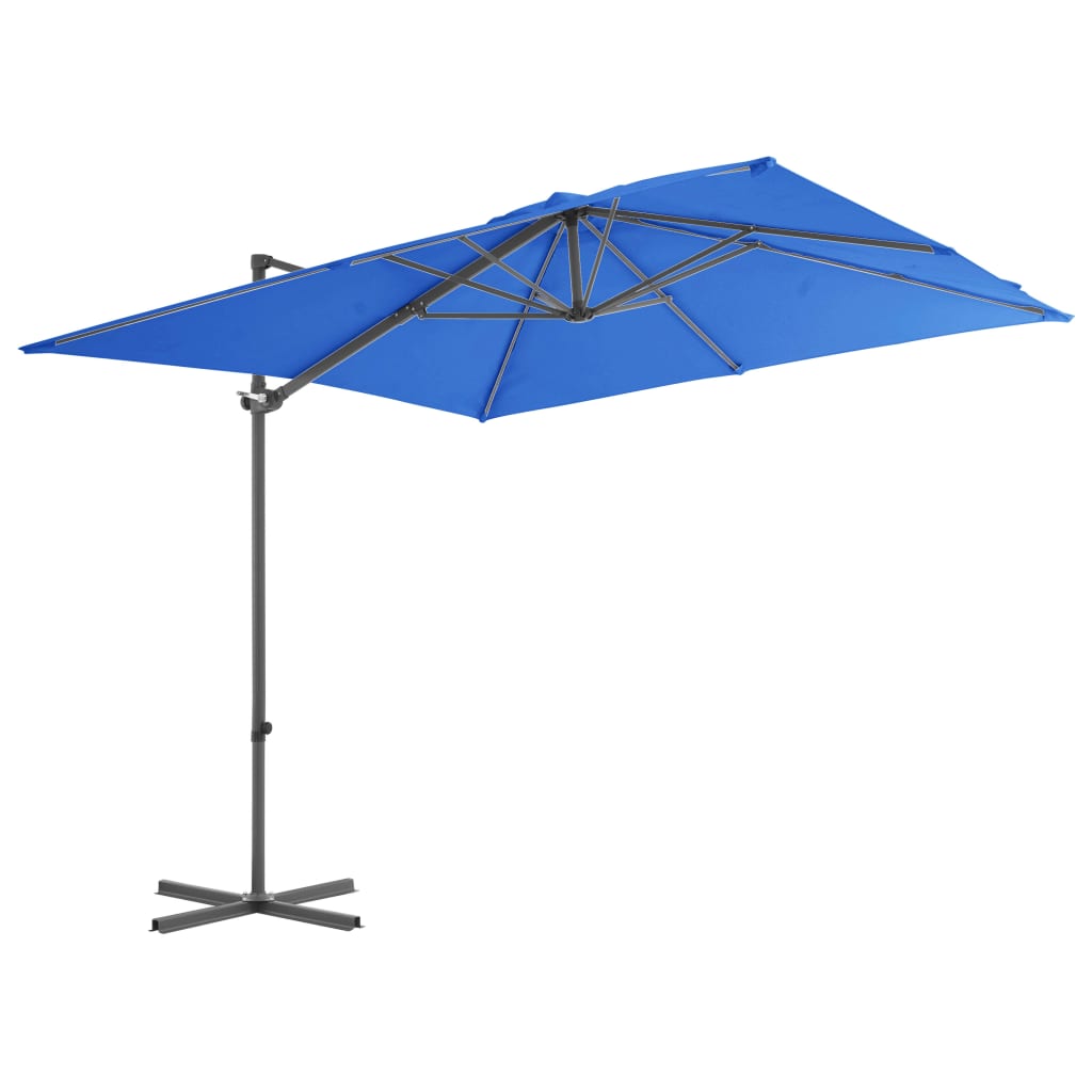 Umbrelă în consolă stâlp din oțel, albastru azuriu, 250×250 cm