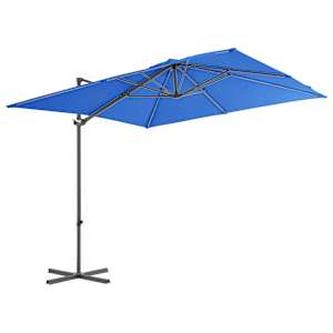 Boční zahradní slunečník s ocelovou tyčí azurový 250 x 250 cm - obrázek 2
