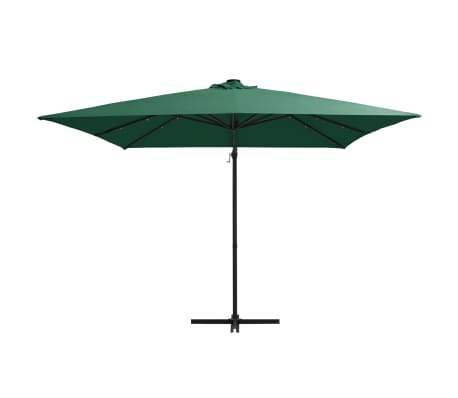 vidaXL Ampelschirm mit LED-Beleuchtung Stahl-Mast 250x250 cm Gr&uuml;n