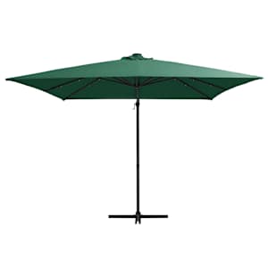 vidaXL Ampelschirm mit LED-Beleuchtung Stahl-Mast 250x250 cm Gr&uuml;n