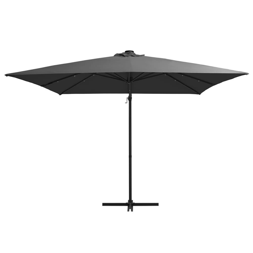 vidaXL Zweefparasol met LED en stalen paal 250x250 cm antracietkleurig afbeelding