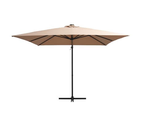 vidaXL Ομπρέλα Κήπου Κρεμ. Taupe 250x250εκ. με Ατσάλινο Ιστό&LED