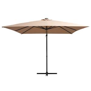 Boční zahradní slunečník s LED ocelová tyč 250 x 250 cm taupe - obrázek 2