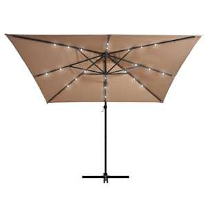 Boční zahradní slunečník s LED ocelová tyč 250 x 250 cm taupe - obrázek 3