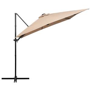 Boční zahradní slunečník s LED ocelová tyč 250 x 250 cm taupe - obrázek 4