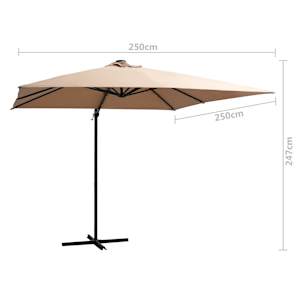 Boční zahradní slunečník s LED ocelová tyč 250 x 250 cm taupe - obrázek 9
