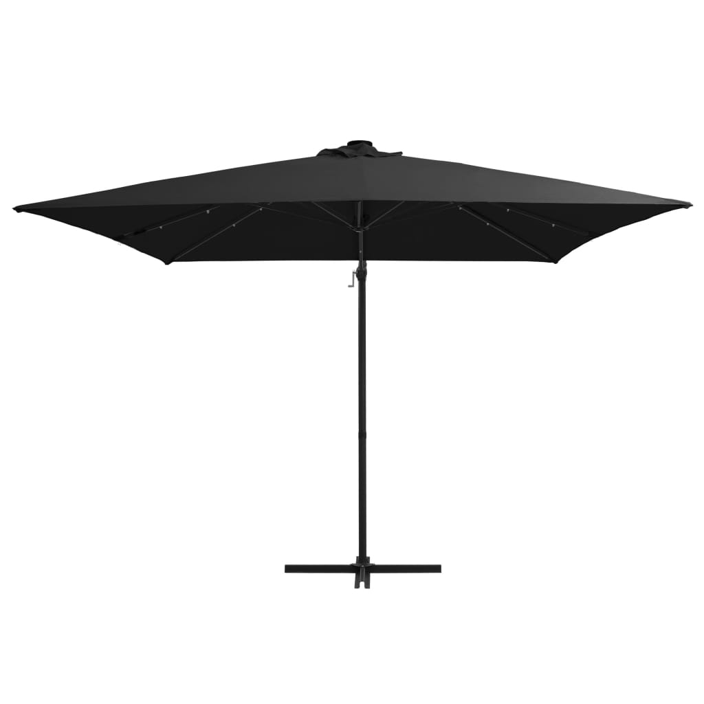 vidaXL Zweefparasol met LED en stalen paal 250x250 cm zwart afbeelding