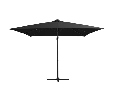 vidaXL Ombrellone a Sbalzo con LED e Palo in Acciaio 250x250 cm Nero