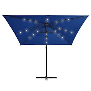 Boční zahradní slunečník s LED ocelová tyč 250 x 250 cm azurový - obrázek 3