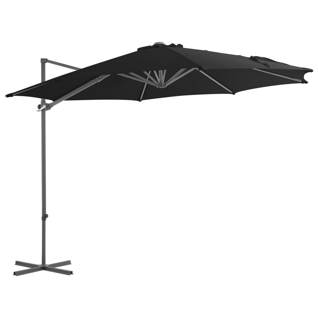 vidaXL Umbrelă consolă de grădină, stâlp din oțel, negru, 300 cm