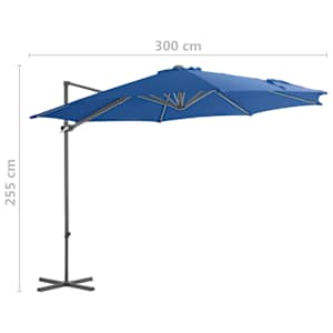 Boční zahradní slunečník s ocelovou tyčí azurový 250 x 250 cm - obrázek 9