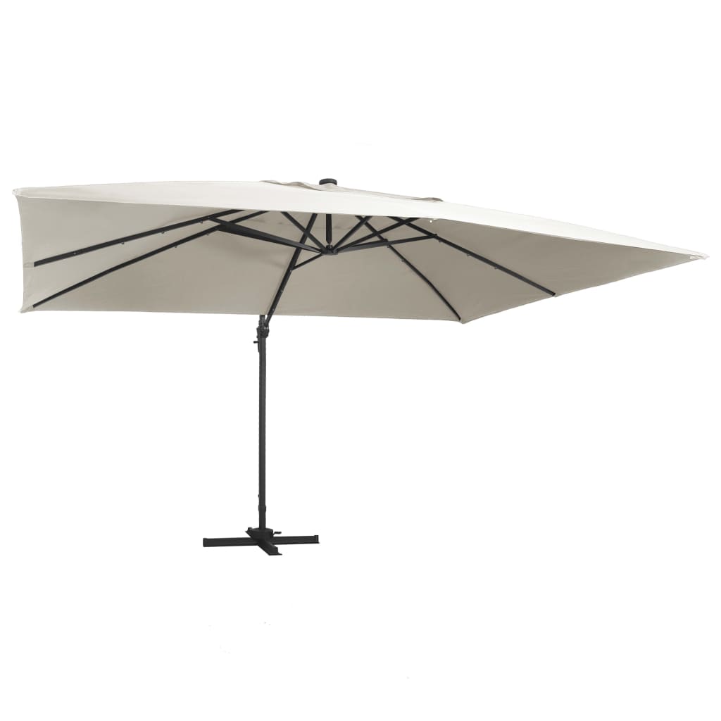 Frihängande parasoll med aluminiumstång & LED 400×300 cm sand