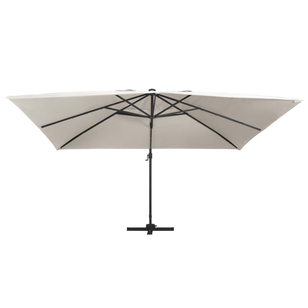 

vidaXL Zweefparasol met LED-verlichting en paal 400x300 cm zandkleurig