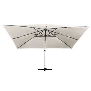 Boční zahradní slunečník s LED hliníková tyč 400x300 cm pískový - obrázek 4