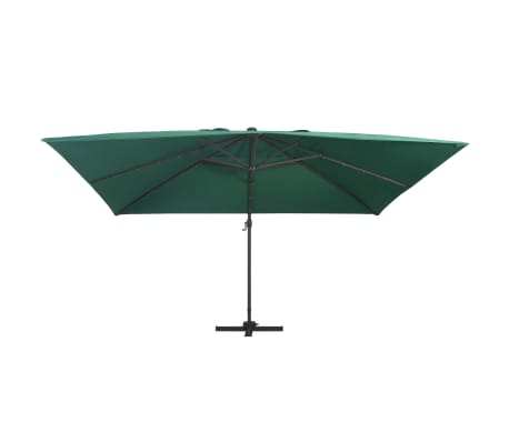 vidaXL Aurinkovarjo cantilever LED/alumiinitolppa 400x300 cm vihre&auml;