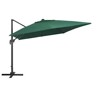 Boční zahradní slunečník s LED hliníková tyč 400x300 cm zelený - obrázek 3