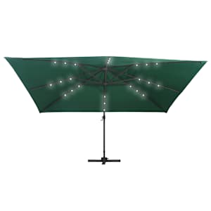 Boční zahradní slunečník s LED hliníková tyč 400x300 cm zelený - obrázek 4