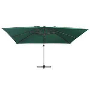 vidaXL Aurinkovarjo cantilever LED/alumiinitolppa 400x300 cm vihre&auml;