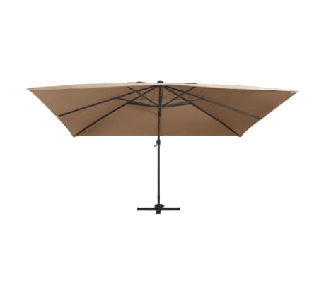 vidaXL Gembinis skėtis su LED/aliuminio stulpu, taupe, 400x300cm