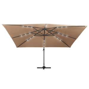 Boční zahradní slunečník s LED hliníková tyč 400 x 300 cm taupe - obrázek 4