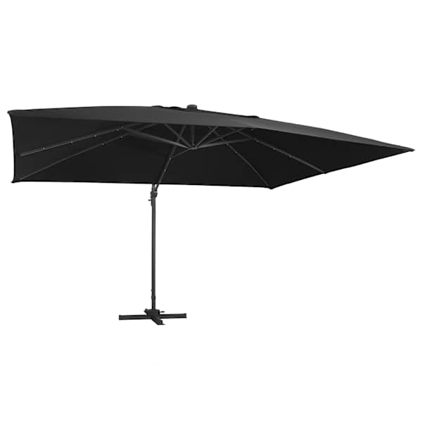 vidaXL p&auml;ikesevari LED-tuledega, alumiiniumpost, 400 x 300 cm, must