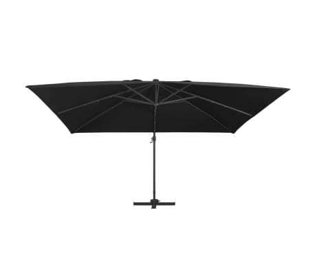 vidaXL Zweefparasol met LED-verlichting en paal 400x300 cm zwart